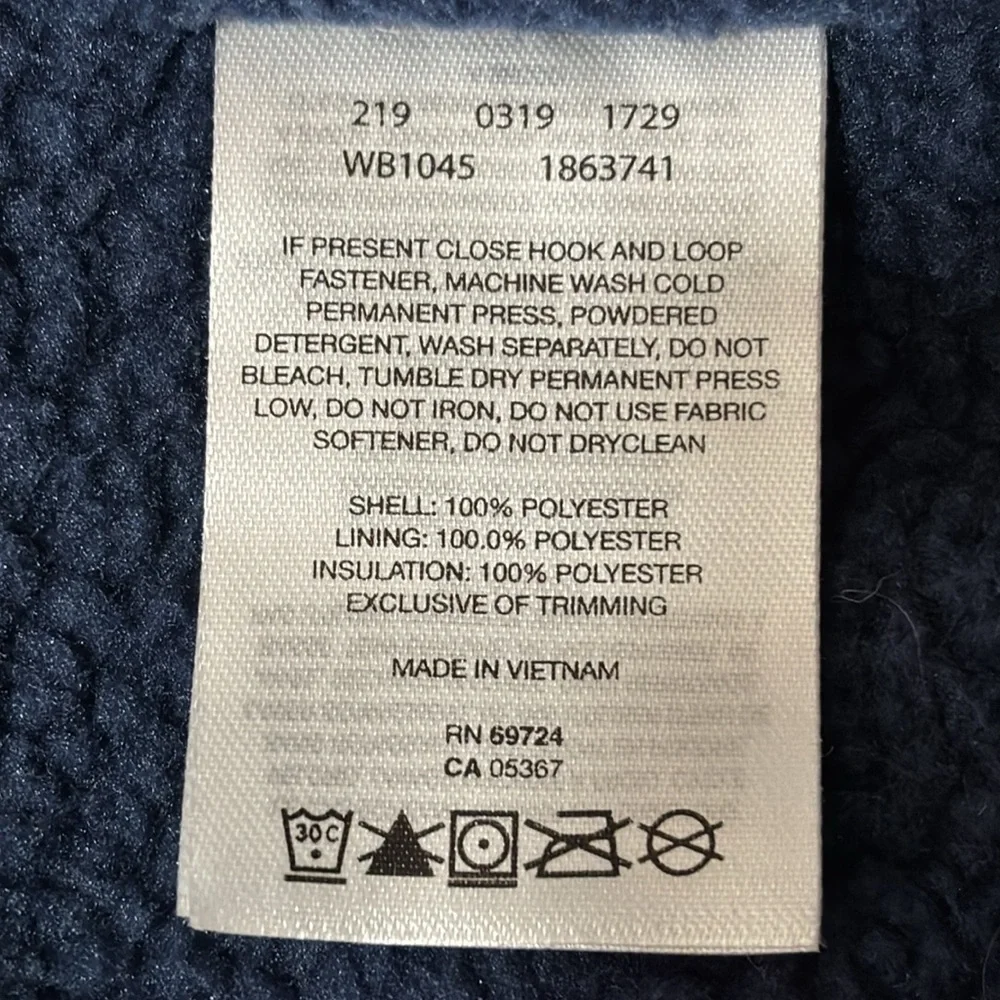 Columbia Dark Blue Fleece Lined Jacket, size large
